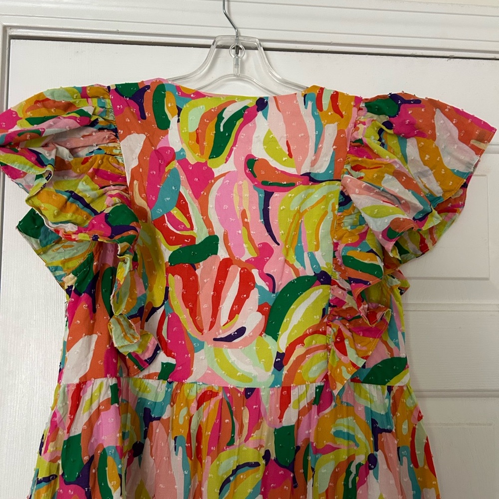 Crosby by Mollie Burch‎ Go Bananas Colorful Ruffled Tiered Maxi Dress Sz M - Picture 4 of 5